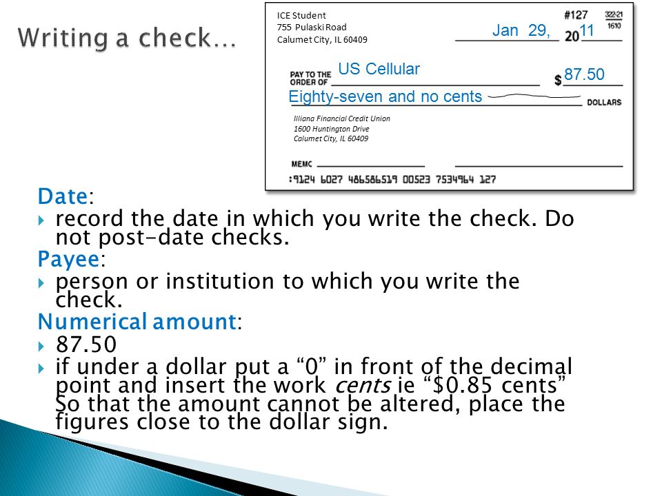how to write a check with cents involved in cell